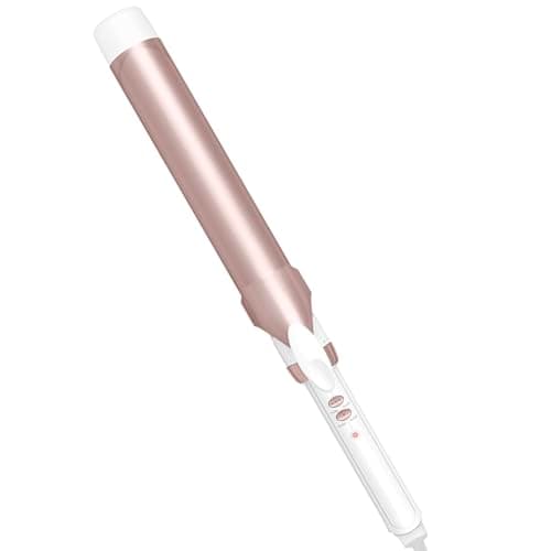 Conair Double Ceramic 1 ½-Inch Long Barrel Curling Iron, 1 ½-Inch Barrel Creates Soft Waves, Hair Waver for Use on Medium & Long Hair, White/Rose Gold