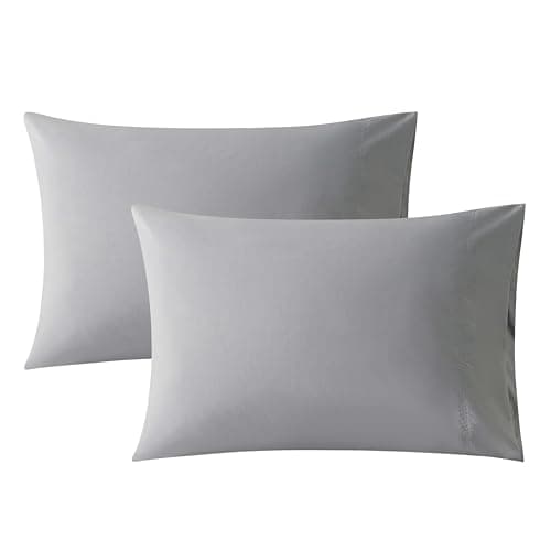 WhatsBedding Queen Size Pillowcases Set of 2, 20x30 Cotton Pillow Case with Envelope Closure, Soft & Breathable Pillow Covers for Bed, Grey