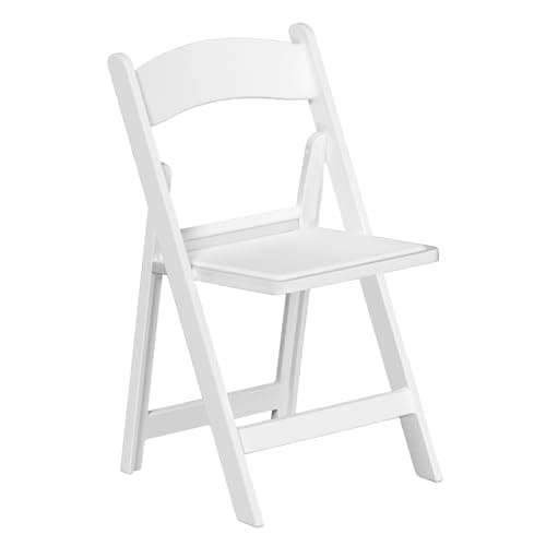 Allpop Resin Folding Chair with Vinyl Padded Seat, 550LB Capacity, Commercial Chair Set for Party Wedding Picnic Events, White