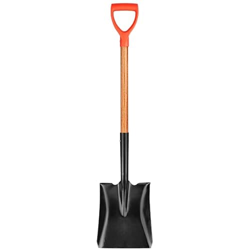 LA Zinnia 41" Square Shovel, Hardwood Handle, D-Grip, Garden Spading Tool,Flat Shovel for Construction, Landscaping, Gardening