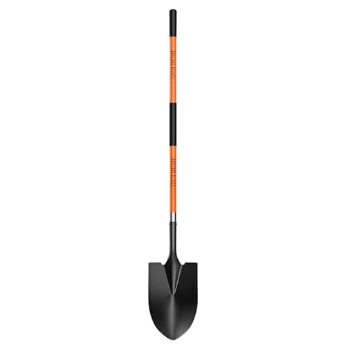 HIGHLIGHT Spade, Heavy Duty Gardening Shovel, Garden Shovel 56 inch for Digging, Round Shovel with D-Handle, for Garden,Beach, Snow, Fiberglass Handle (Orange)
