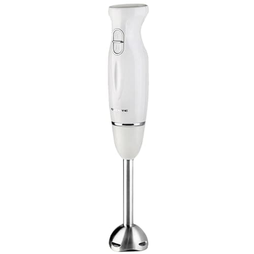 OVENTE Immersion Hand Blender, 300W Corded Electric Handheld Stick Mixer with 2 Mixing Speeds and Stainless Steel Blades for Smoothies, Purees & Baby Food, White HS560W
