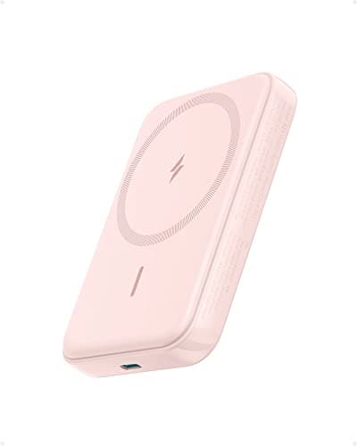 Anker 321 MagGo Battery (PowerCore Magnetic 5K), 5,000mAh Magnetic Wireless Portable Charger, Compatible with iPhone 15/15 Plus/15 Pro/15 Pro Max, iPhone 14/13/12 Series（Pink）
