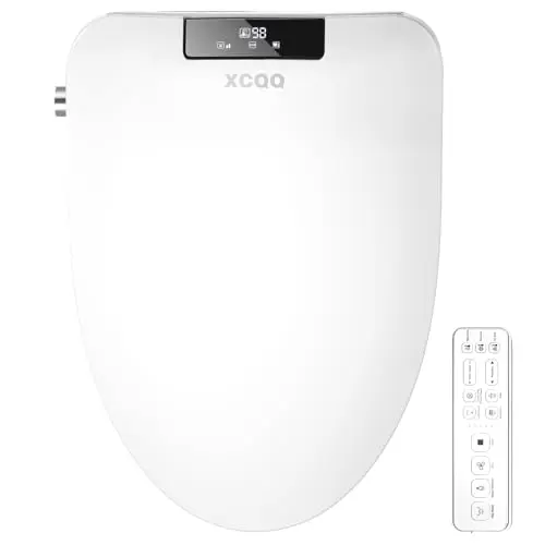XCQQ Bidet Toilet Seat with Rmote Control, Bidet with Warm Water and Air Dryer, Heated Toilet Seat, Rear and Feminine Multiple Spray Modes, Self Cleaning Nozzle, Night Light - Elongated