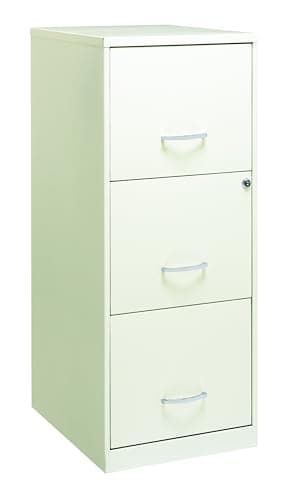 Space Solutions - 3 Drawer Fully Assembled Vertical Steel File Cabinet, Home & Small Office Use, Letter-Size, Locking, Pearl White