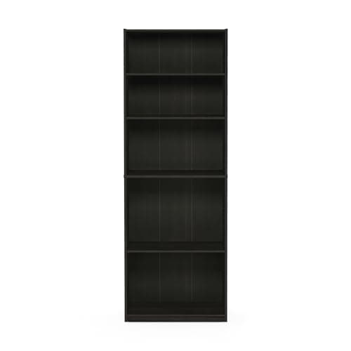 Furinno JAYA Book Shelf, 5-Tier Bookshelf, Bookcase with Adjustable Shelves, 9.5" x 24.5" x 71.2", for Organization and Storage, for Living Room, Bedroom, Home Office, Espresso 8