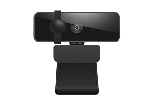 Lenovo HD 1080p Webcam (300 FHD)- Black w/ 95° Wide Angle, 360° Rotation Pan & Tilt, Dual Microphones, Privacy Shutter