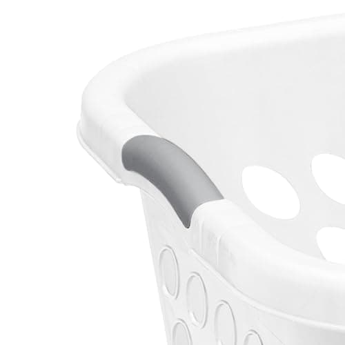 PEtbon 1.5 Storage Bushel Square Laundry Basket Plastic, Laundry Hamper White 7