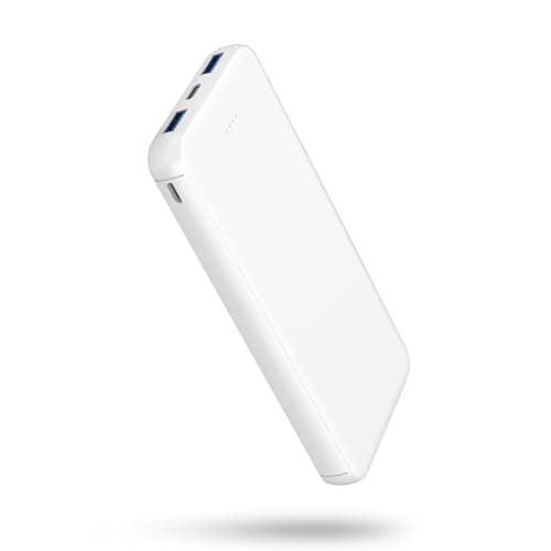 VANYUST 10000mAh Portable Charger, 5V/3A Power Bank with USB-C in/Out Fast Charging, External Battery Pack Compatible with iPhone 16/15/14/13/12, Samsung S22/S21, Google, iPad, etc. (White)