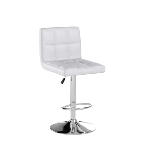 Homall Bar Stools Modern PU Leather Adjustable Swivel Barstools, Armless Hydraulic Kitchen Counter Bar Stool Extra Height Square Island Barstool with Back Set of 2 (Leather, White) 5