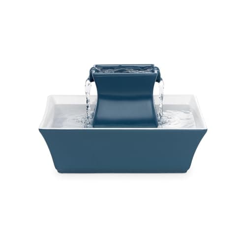 PetSafe Drinkwell Pagoda Fountain - Hygienic Ceramic Continuous Flowing Fountain - Elevated Upper Bowl & Double Free-Falling Stream Design - Minimalist Pet Hydration Station - 70 oz Capacity