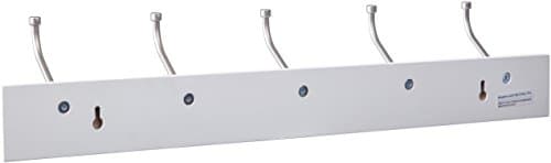 Amazon Basics Rectangular Farmhouse Wall-Mounted Coat Rack for Entryway and Bedroom, Storage Organizer, 5 Hooks, White 3