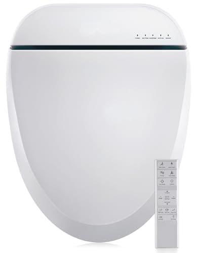 Aquonderful Bidet Toilet Seat, Smart Unlimited Warm Water, Electronic Heated Toilet Seat with Remote Control, Turbo Wash, Dryer, Rear and Front Wash, Slow Closes, Night Light, White, 102S-W