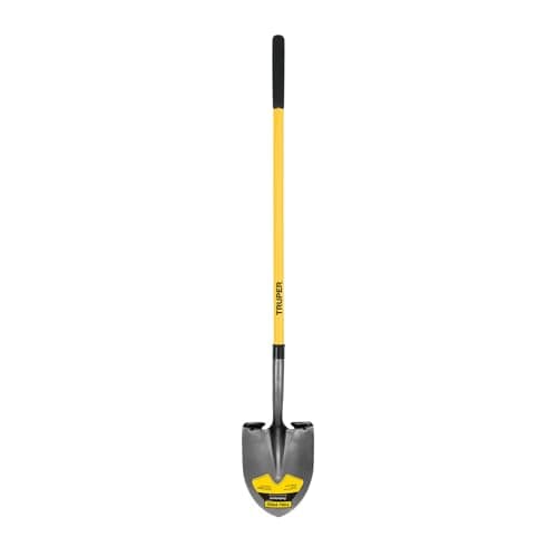 Truper Tru Pro Round-Point Shovel, 48-Inch Fiberglass Handle with 9-Inch Grip, Heavy-Duty Professional Digging & Gardening Shovel (Model PRL-F / 31198)