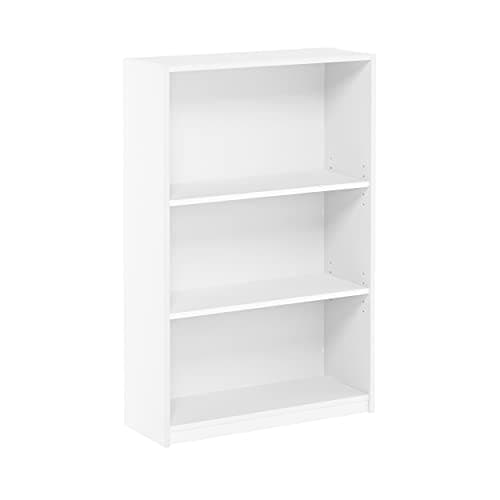 Furinno Jaya Book Shelf, 3-Tier Bookshelf, Bookcase with Adjustable Shelves, 9.5 x 24.5 x 40.3, for Living Room, Bedroom, Home Office, White 8