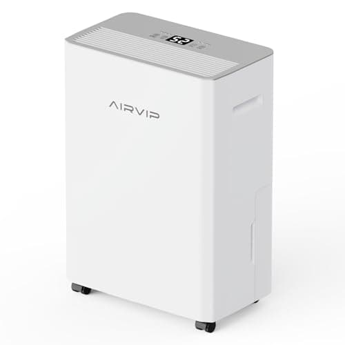 AIRVIP 34 Pints Dehumidifiers for Home with 6.56ft Drain Hose, 2441 Sq.Ft Quite & Energy Efficient Dehumidifier for Basement Bedroom Bathroom with Auto Shut Off,2.5 L Water Tank,Smart Humidity Control