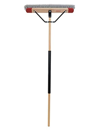 Harper 24 Inch Indoor Push Broom, Premium Heavy Duty Smooth-Surface Floor Cleaning with Flagged Bristles, Home and Garage Sweeping, Gray 10