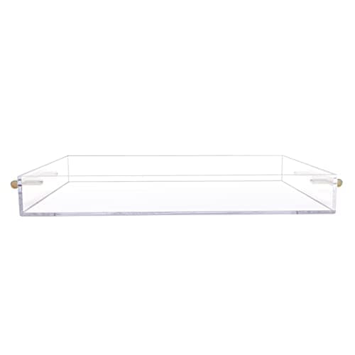 12"x16" Clear Acrylic Serving Tray with Golden Handles, Sturdy Huge Capacity Acrylic Tray for Coffee, Juice, Kitchen and Desk Organizer, Storage Tray (12"x16") 5