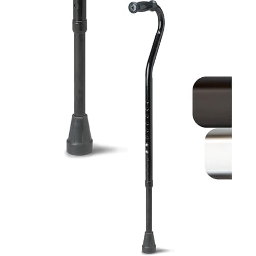 Medline Bariatric Offset Heavy Duty Walking Cane for Seniors & Adults, 500 lb Weight Capacity, Adjustable Height 29" - 38", For Men and Women, Injury & Post-Surgery Mobility Aid, Black