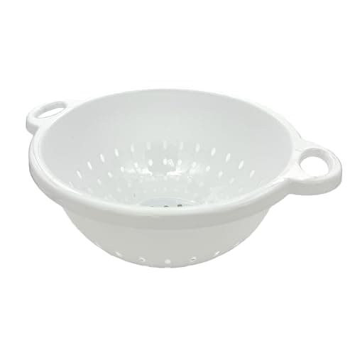 Rocky Mountain Goods White Plastic Colander Bowl with Handle - Deep 5 QT Strainer for Kitchen Vegetables, Pastas, Fruit - BPA Free - Dishwasher Safe