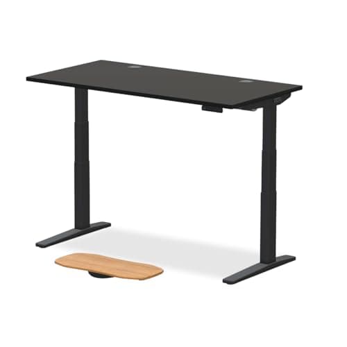UPLIFTDESK V3 2-Leg Black Laminate Wood Standing Desk – Adjustable Height, Advanced 1-Touch Memory Keypad, Under Desk Cable Management, Wire Grommets & Rocker Board (Black C-Frame, 60 x 30 inch)