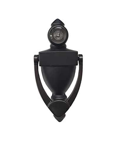 QCAA Door Knocker with 180 Degree Viewer, Zinc Die-Cast Construction 5-1/2'' Height, Matte Black, 1 Pack