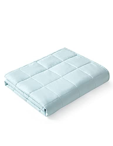YnM Weighted Blanket,Heavy 100 Percent Oeko-Tex Certified Cotton Material, Bed Blanket for One Person of 190lbs, Ideal for Queen/King Bed (60x80 Inches, 20 Pounds, Light Blue)
