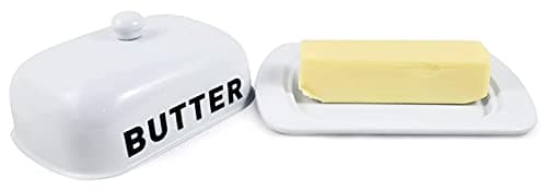 Metal Storage Canisters and Containers for Home and Kitchen Organization, Function, and Decor (White Butter Dish) 5