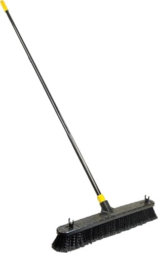 Quickie Bulldozer Smooth Surface Push Broom 24 inch, Black, Sweep and Clean Tile/Sealed Concrete/Other Hard Flooring, Indoor/Outdoor Use/Heavy Duty Cleaning