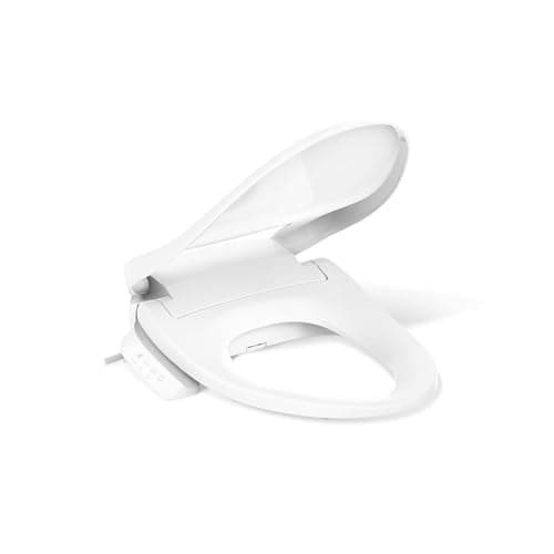 Kohler PureWash E525 Elongated Heated Bidet Toilet Seat, White, Warm Water, Quiet-Close Lid, Self-Cleaning Wand, Adjustable Water Pressure, Side Panel Controls, Easy Installation Bidet Attachment