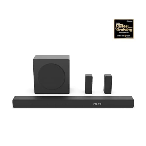 Hisense HS5100 5.1Ch Sound Bar with Wireless Subwoofer, 540W, Dolby Digital Plus, Bluetooth 5.3, EzPlay, Roku TV Ready, DTS: X, HDMI/AUX/ARC/Optical/USB (HS5100, 2024 Model)