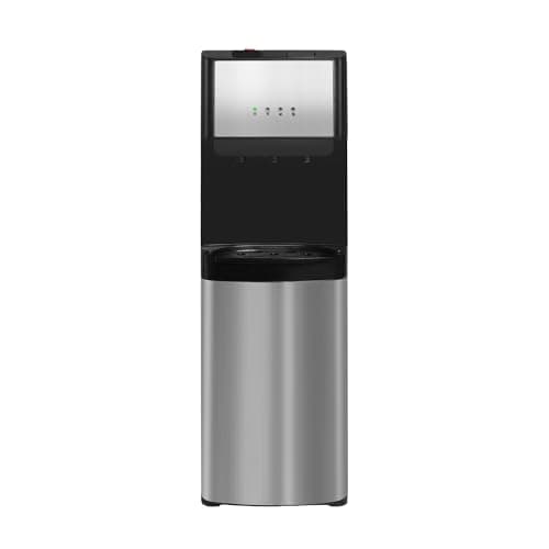 LUCKYERMORE Bottom Loading Water Cooler Dispenser for 5 Gallon Bottles, 3 Temperature Spouts, Child Safety Lock, Ideal for Home, Office, and Dorm Use,ETL Approved, Stainless Steel