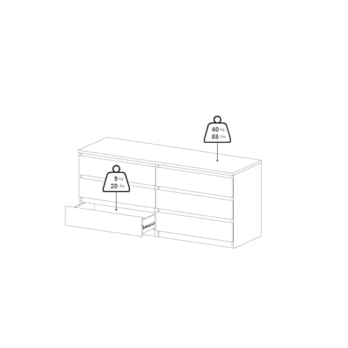 6 Drawer Double Dresser, Black Woodgrain 14