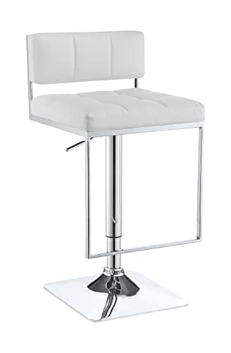 Coaster Home Furnishings - Alameda - Adjustable Bar Stool with White Upholstery and Chrome Base - Contemporary - Dining Room & Kitchen - White & Chrome - 100193