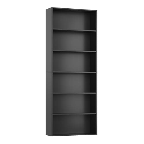 FOTOSOK 6-Tier Open Bookcase and Bookshelf, Freestanding Display Storage Shelves Tall Bookcase for Bedroom, Living Room and Office, Black 8