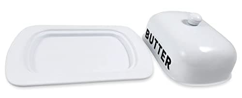 Metal Storage Canisters and Containers for Home and Kitchen Organization, Function, and Decor (White Butter Dish) 8
