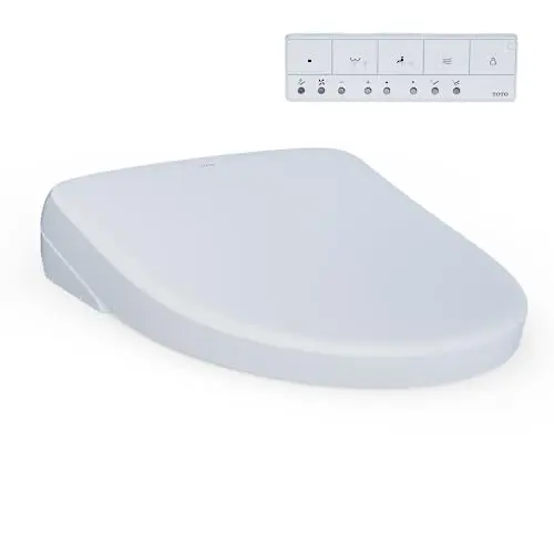 TOTO® WASHLET®+ S7A Electronic Bidet Toilet Seat with EWATER+® Bowl and Wand Cleaning, Auto Open and Close Contemporary Lid, Elongated, Cotton White - SW4736AT40#01