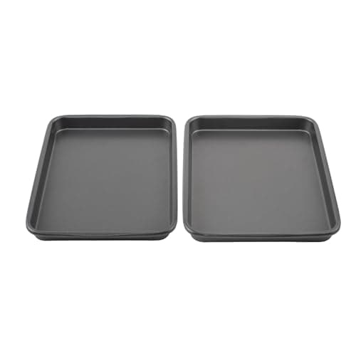 GoodCook Everyday Set of 2 Nonstick Steel 9" x 6.2" Toaster Oven Mini Baking Sheets, Gray