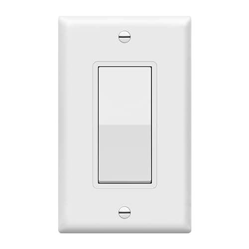 ENERLITES Decorator Paddle Light Switch with Wall Plates, Wall Decor Switch, Single Pole, 3 Wire, Grounding Screw, Residential Grade, 15A 120V/277V, UL Listed, White