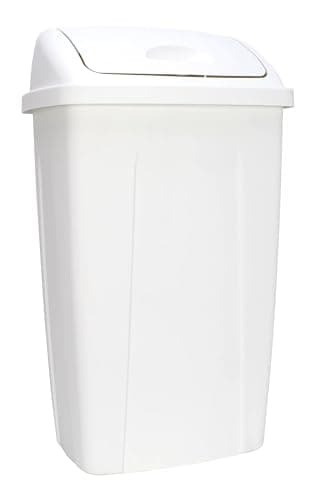 CJLXL 13 Gallon Trash Can, Plastic Swing Top Kitchen Garbage Trash Can (White)