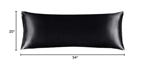 BEDELITE Satin Body Pillow Cover, Super Soft and Cooling Body Pillow Pillowcase for Hair and Skin, Breathable Silky Full Long Pillowcase Cover(20"x54", Black) 9