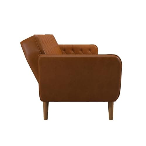 Novogratz Tallulah Memory Foam Futon, Convertible Couch, Camel Faux Leather 11