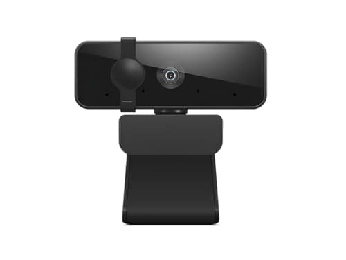 Lenovo Essential Full HD 1080P Webcam, Dual Microphone, No Driver 1.8m USB 2.0, Wide-Angle, Tilt-Control, 360-Degree Rotation, Black