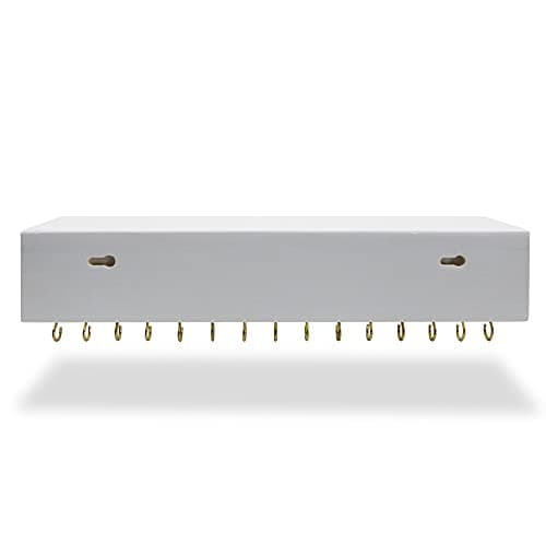 SANY DAYO HOME Jewelry Organizer with 30 Hooks and Cosmetics Shelf, 15 x 3 x 4 inches Wall Mounted Rustic Pine Wood Holder for Necklaces and Bracelets, Suitable for Kids and Adults (Retro White) 5