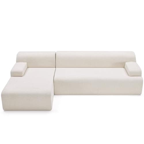 Huatean Home 107" Modular Sectional Sofa, Boneless Couch Sponge Sofa for Living Room, High Density Sponges Cloud Couch,Modular L-Shape Sofa with Chaise, (Beige) 7