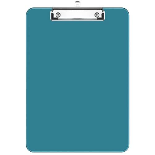 Rimilak Plastic Clipboards with Low Profile Metal Clip, Translucent Board, 12.5 x 9 in Letter Size, Office Supply, Back to School, Teal
