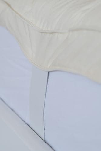 Purevana 100% Merino Wool Mattress Topper for Back Pain Relief Natural Handmade Merino Wool Pad 1 Inch Thick Cooling Breathable with 2 Elastic Straps, Ivory Queen 60x80 Inches 5