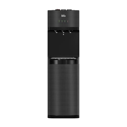 Brio Bottleless Water Cooler Dispenser w/ 4-Stage Filters (Included) removes PFAS & Microplastics for Clean Drinking Water, NSF Certified | 3 Temp (Hot, Room, Cold) w/Child Safety Lock & LED Display