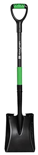 Hooyman Short Handle Transfer Shovel with Heavy Duty Carbon Steel Construction, Ergonomic No-Slip H-Grip, D Handle, and Oversized Steps for Gardening, Land Management, Yardwork, Farming and Outdoors