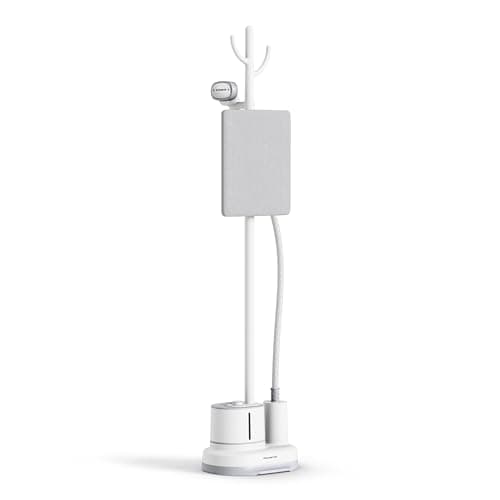 Rowenta Steamer for Clothes with Ironing Board, Home Steam, Stainless Steel Full Size Steamer, 47.33oz Water tank, Hanger rack for Clothes, Compact, 1800 Watts, White IS3250